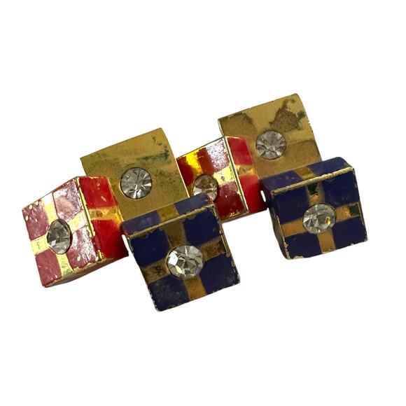 Vintage Christmas Holiday Packages Stud Earrings Pierced - Picture 1 of 5